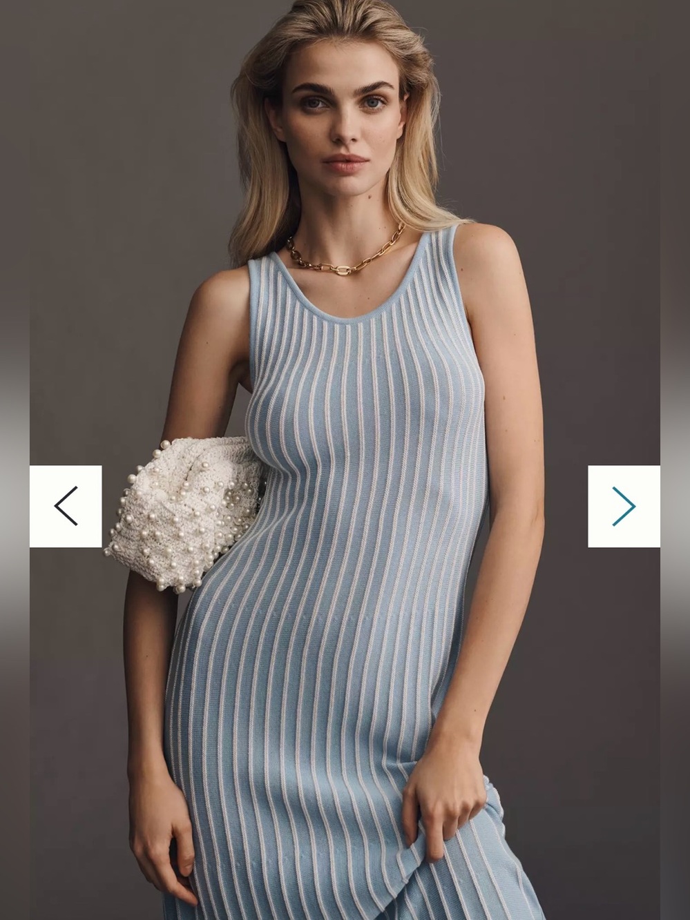 Anthropologie (Conditions Apply) baby blue knit tank midi dress, petite small